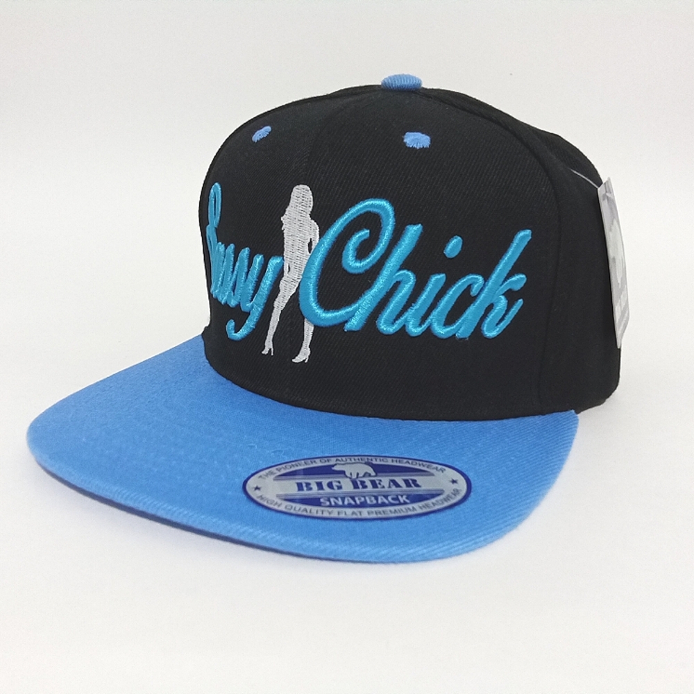 Sassy Chicks Snap Back Hat Black & Blue Ball Cap 3D Embrodery Flat Bill Hat